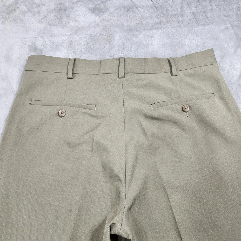 Perry Ellis Portfolio Pants Mens 32x32‎ Beige Dress Flat Front Straight Office